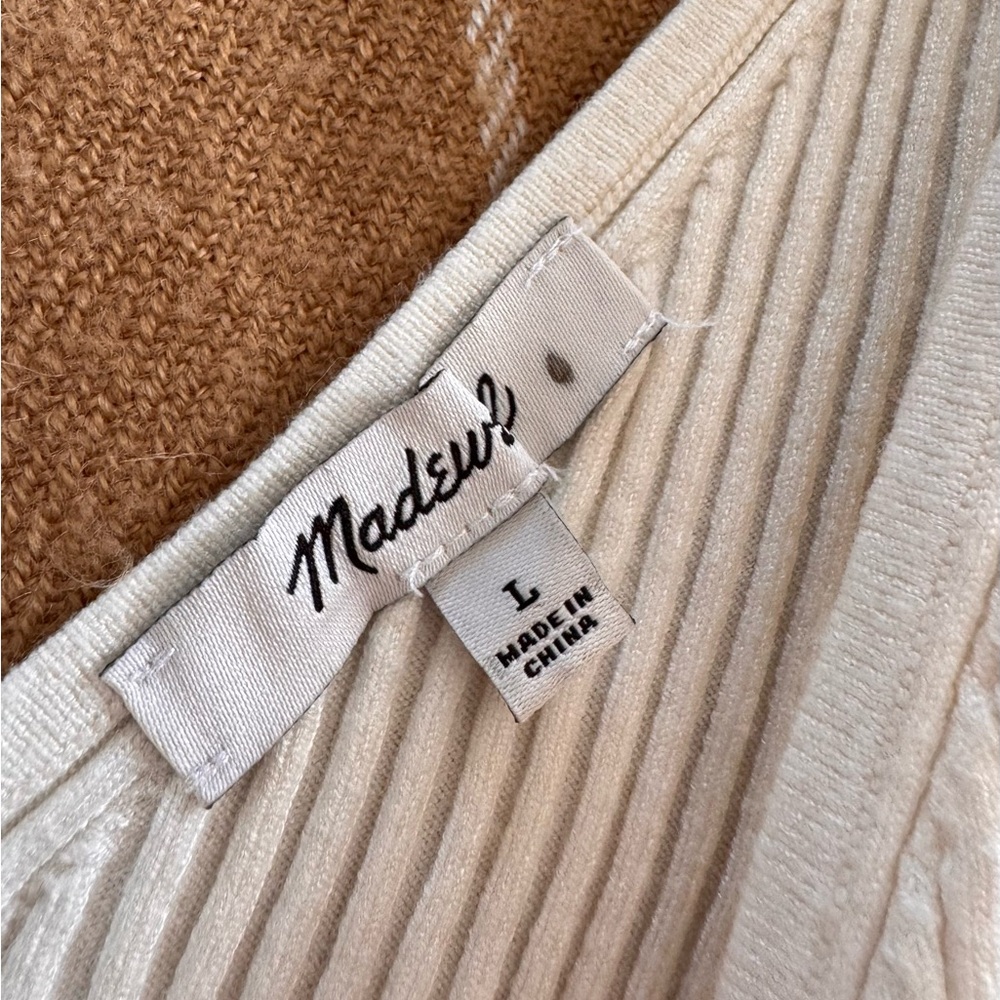 Madewell Ivory Ribbed Button-Front Sweater Tank Top - Picture 3 of 4
